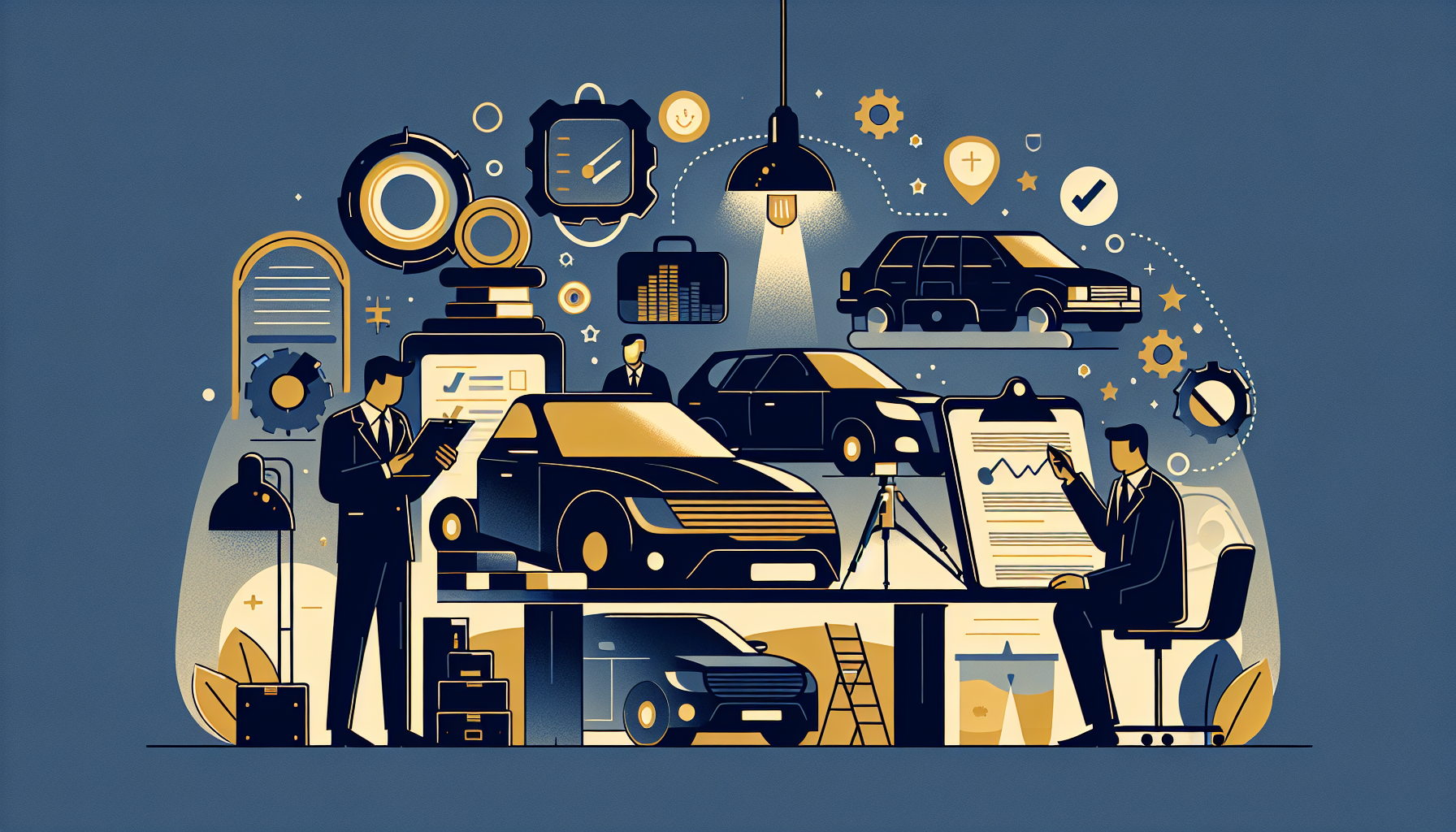 Car auction buyers analyzing market trends